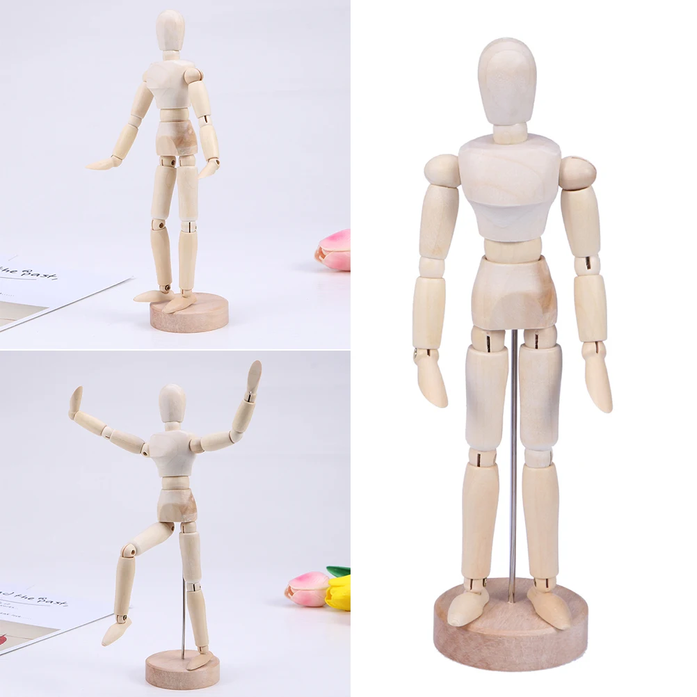 

Wooden Man Ornaments DIY Painted Creative Kids Toy Educational Children Craft Wooden People Model Flexible Joint Puppet