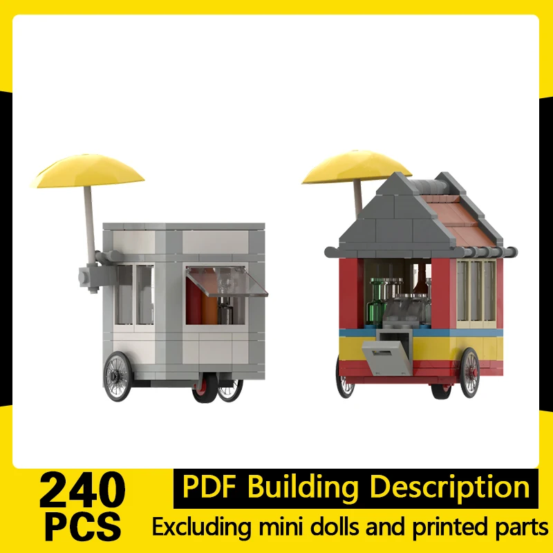 

City Street View Model MOC Building Bricks Small Piragua Carts Modular Technology Gifts Holiday Assemble Children Toys Suit