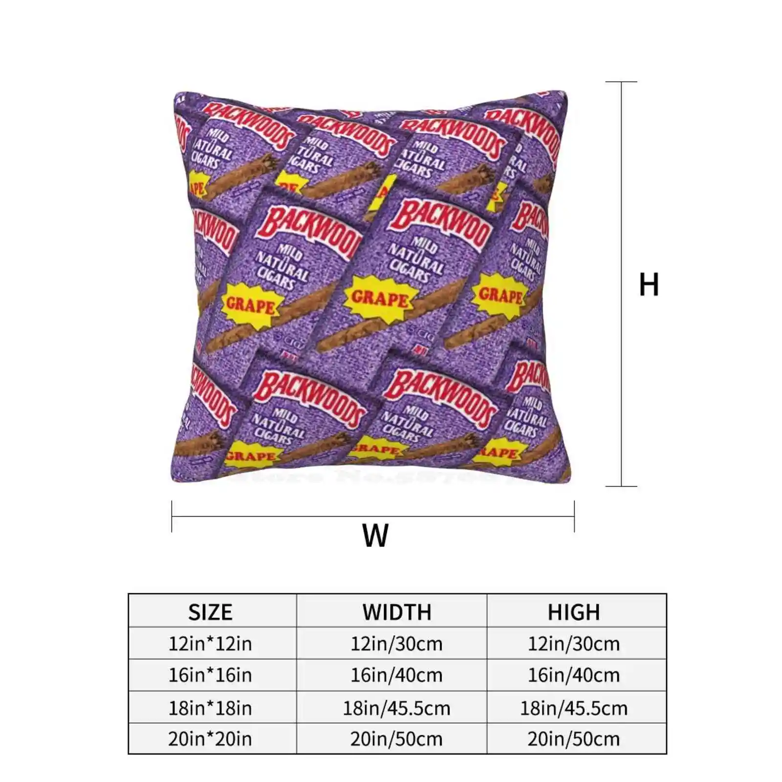 Only Backwoods Funny Cute Decor Square Pillowcase Backwoods Grape