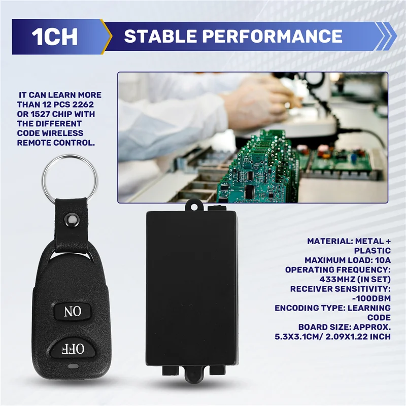 -A94Z تيار مستمر 12 فولت 10A 1Ch لاسلكي للتحكم عن بعد نظام التبديل استقبال الارسال 2 أزرار مقاوم للماء عن بعد 433 ميجا هرتز #3