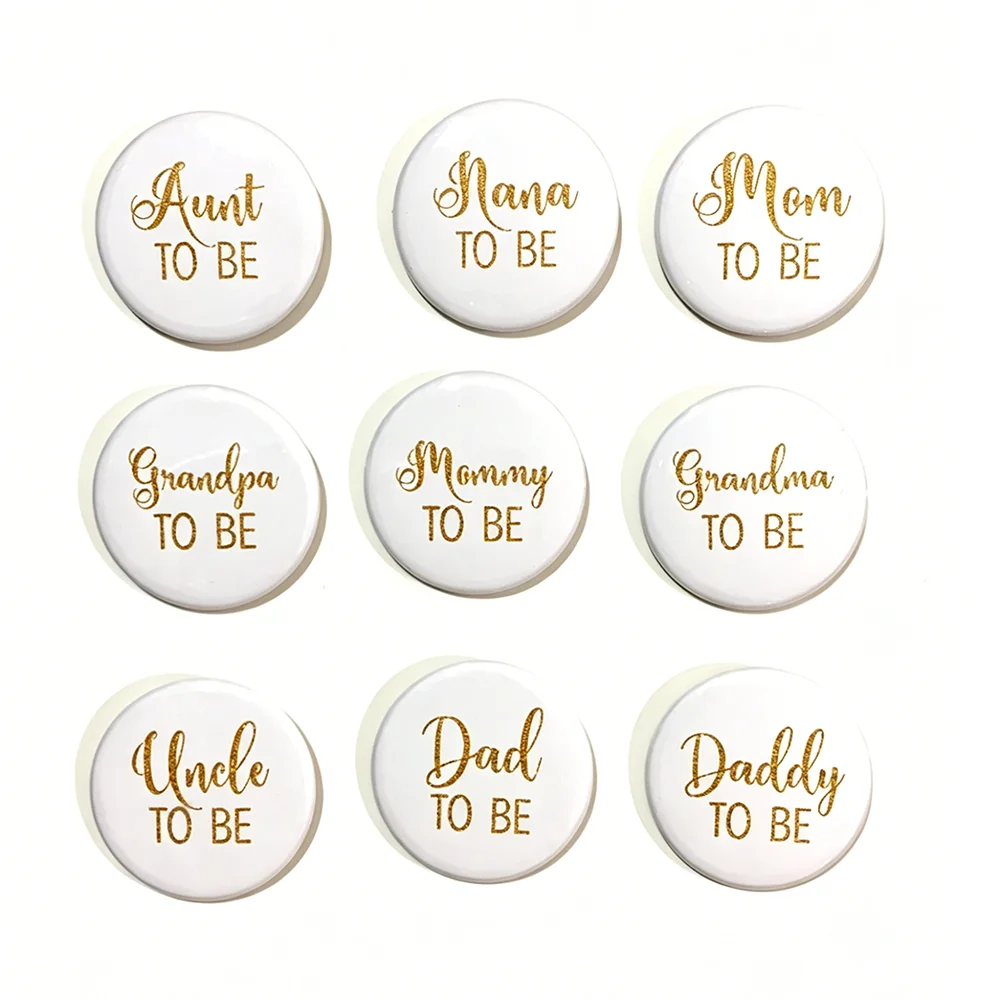 1 Unidade de Pin de Crachá para Futura Mamãe, Papai, Nana, Papa, Vovó, Vovô, Tio, Tia, Acessórios para Chá de Bebê, Lembrancinha e Suprimentos para Anúncio de Gravidez