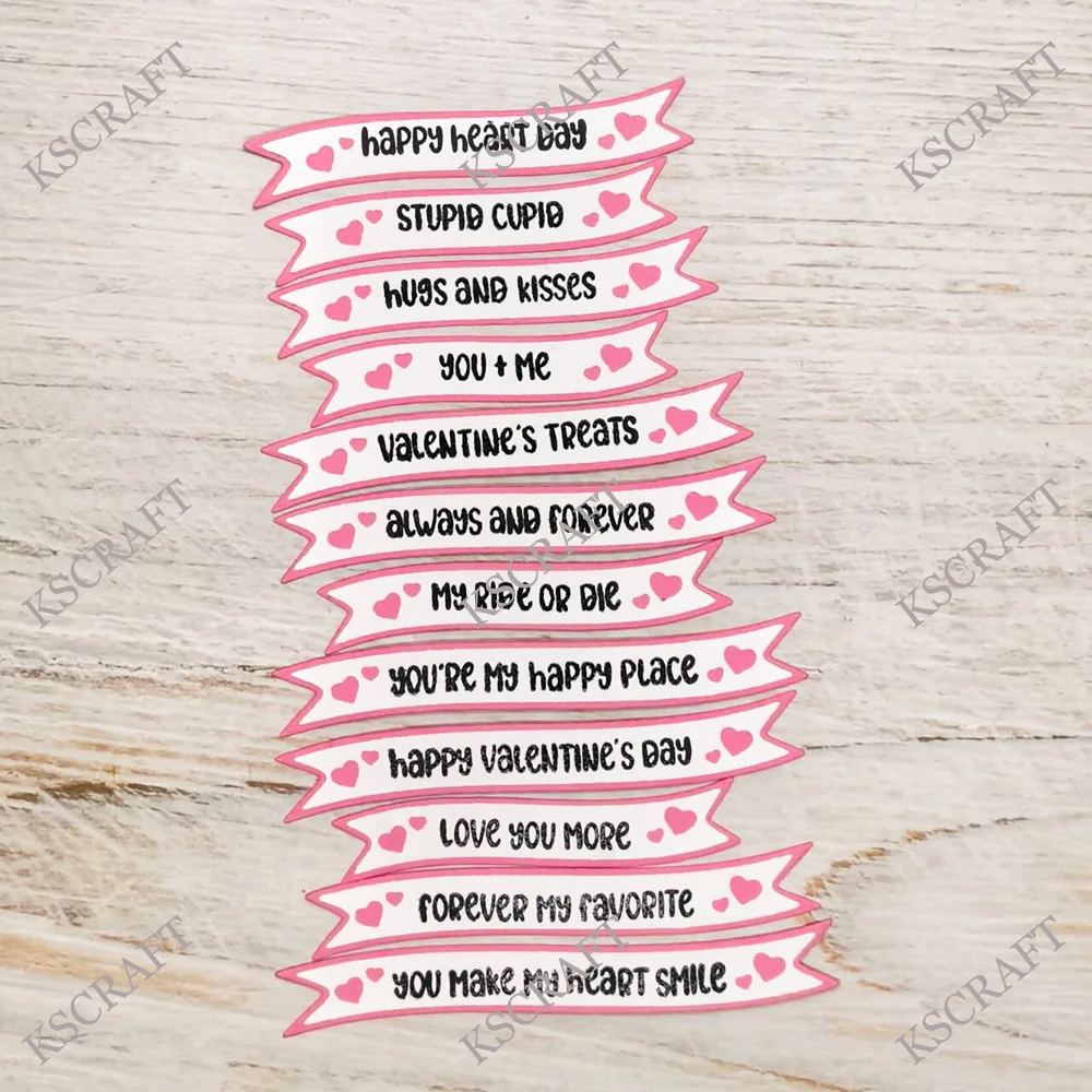 KSCRAFT Valentine Sentiment Strips Cutting Dies Stencils for DIY Scrapbooking Decorative Embossing DIY Paper Cards