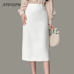 2024 New Brand Fashion High Quality High Waist Elegant Straight Skirts Women Office Lady Back Slit Mid-Length Pencil Skirts