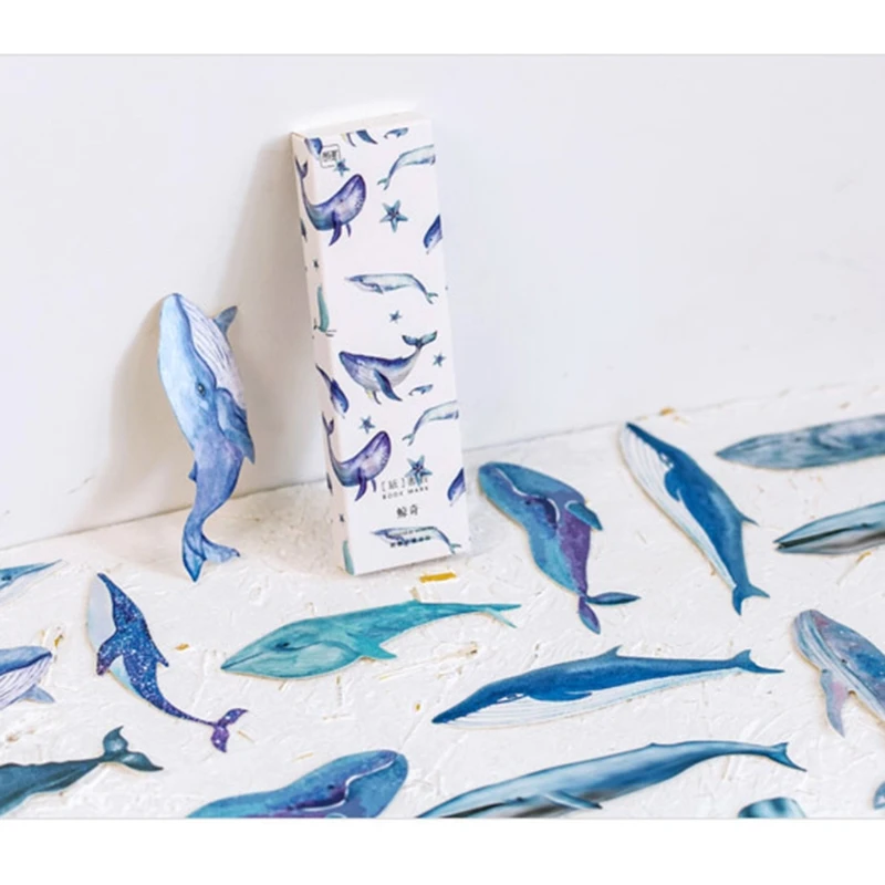 Marque-pages baleine colorés en papier pour adolescents, garçons filles, cadeaux scolaires, accessoires lecture, carte