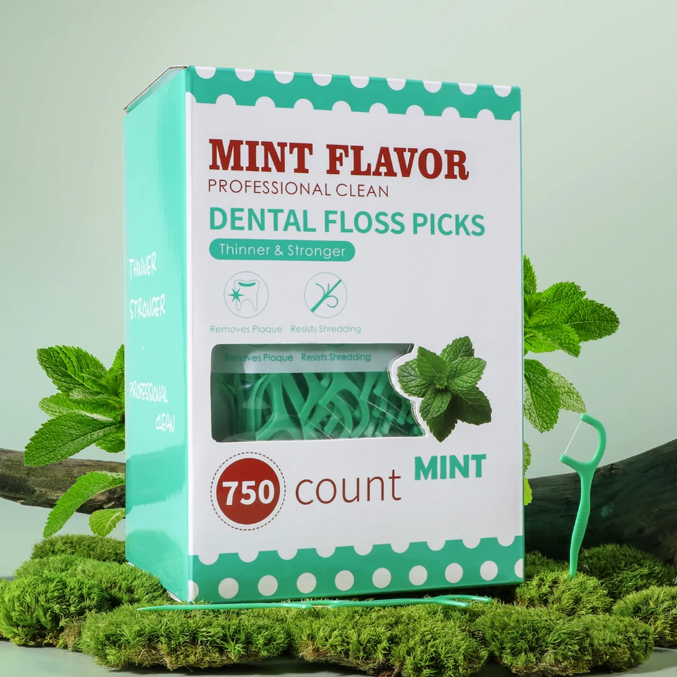 Palillo de Hilo Dental con Sabor a Menta - Cuidado Bucal Portátil Desechable para el Hogar - Limpieza Profunda - Limpieza Interdental PR 3