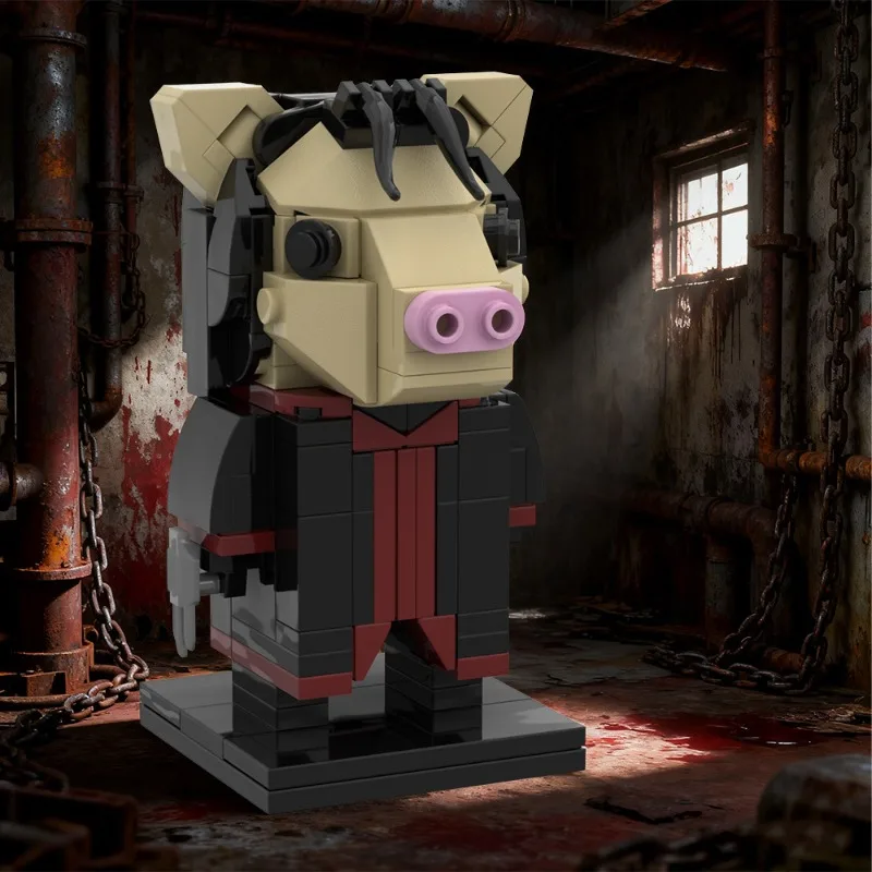 

203Pcs Horror Thriller Pig Mask Figure Building Kit, Adult Collectible Display Model for Teens, Educational Holiday Gift