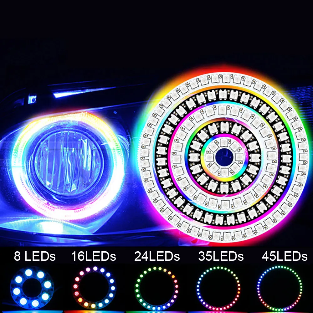 DC5V WS2812B Individually Addressable Pixel LED Light Ring with USB Bluetooth Music Controller 5050 RGB WS2812 IC LED Module