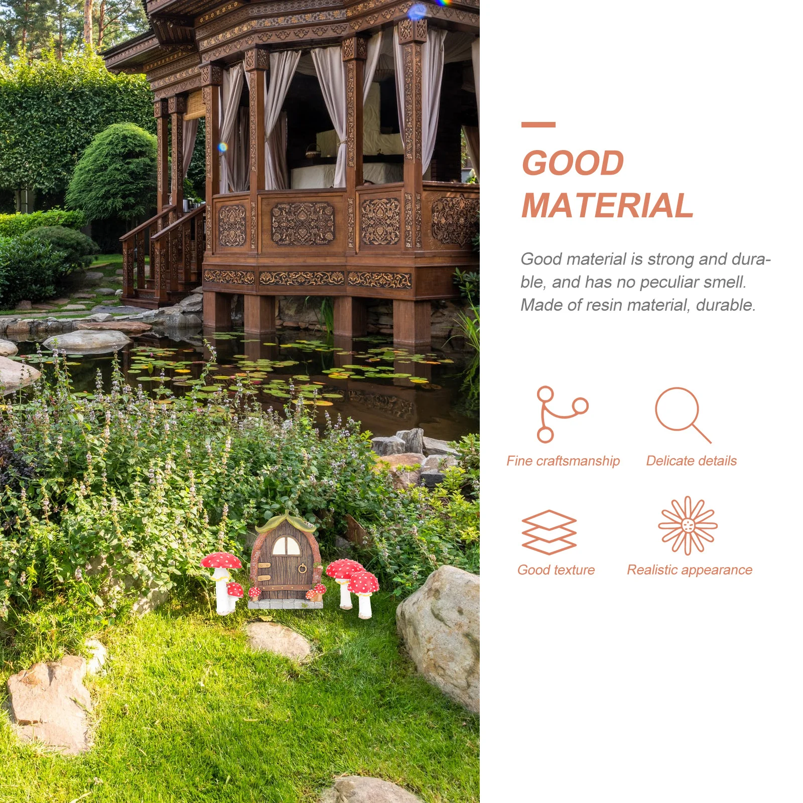 

1Set Mini Mushroom and Door Noctilucence Resin Ornaments Luminous Fairy Garden Decor Mini Scene Prop Garden Tree Decor