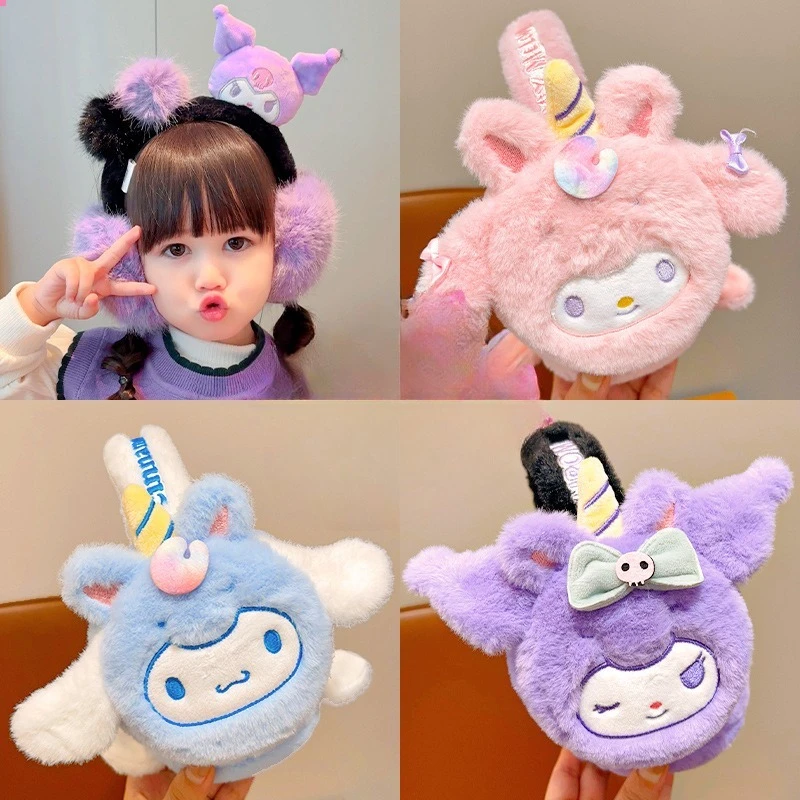 Miniso faltbare Ohrenschützer für Kinder, Sanrio, authentisch, autorisierte Winter-Mädchen, warme Ohrtaschen, Anti-Frostbite-Abdeckung für kleine Mädchen