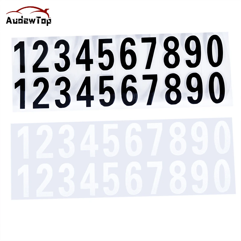 2Pcs Car or House Door Street Address Mailbox Number Digits Numeral Car Room Gate Vinyl Decal Reflective Stickers White Black