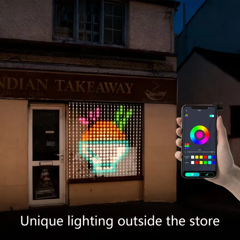 USB LED Smart Curtain Lights Multicolor Fairy Light Remote Bluetooth APP Control DIY Text Cartoon Music Change Display Christmas