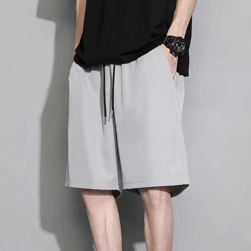 

Men's Summer New Baskeall Sports orts Loose Fit Thin Qui Dry Ice Silk Casual Pants Five-Quarter Length Straight Leg Jeans