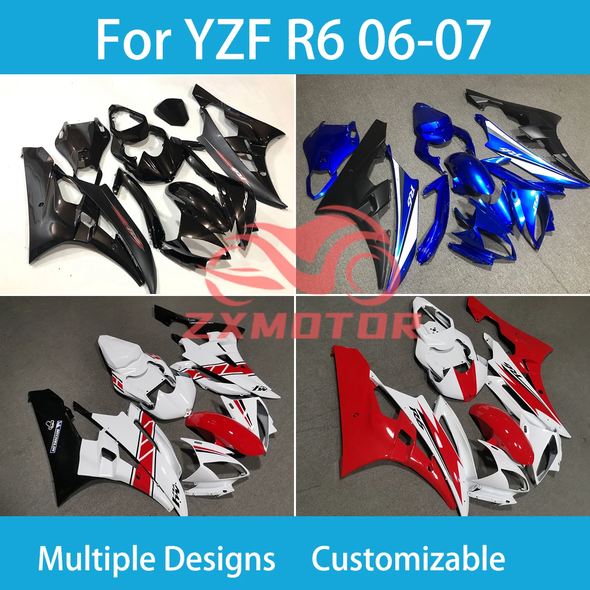 YZF R 6 06 07 Fairing Body Kit for Yamaha YZF R6 2006 2007 Injection Customizable Motorcycle Accessories Shell Fairings