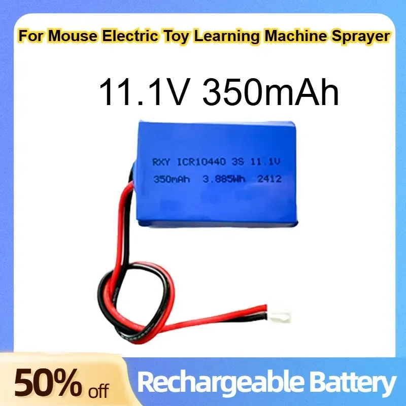 10440 Cylindrical Lithium Battery 11.1V 350mAh for Mouse Electric Toy Learning Machine Sprayer Rechargeable Batteries