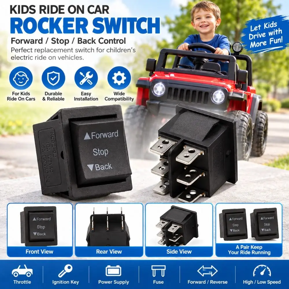 2pcs Forward/Stop/Reverse Rocker Switch Kit Durable DIY Forward Reverse Switch Versatile Reverse Switch Kit Kids Vehicles