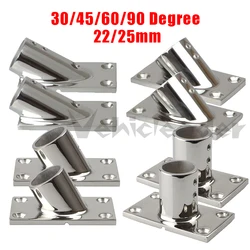 2PCS 22/25mm Hand Rail Fittings 30/45/60/90 Degree Rectangula Base Tube Base 316 Stainless Steel For Boat Marine Yachts