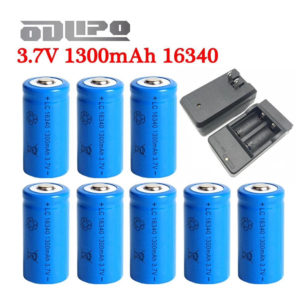 3.7V 16340 1300mAh Li-ion Rechargeable Batteries CR123A 123A CR123 Battery for Laser Pen LED Flashlight Headlamp Cell