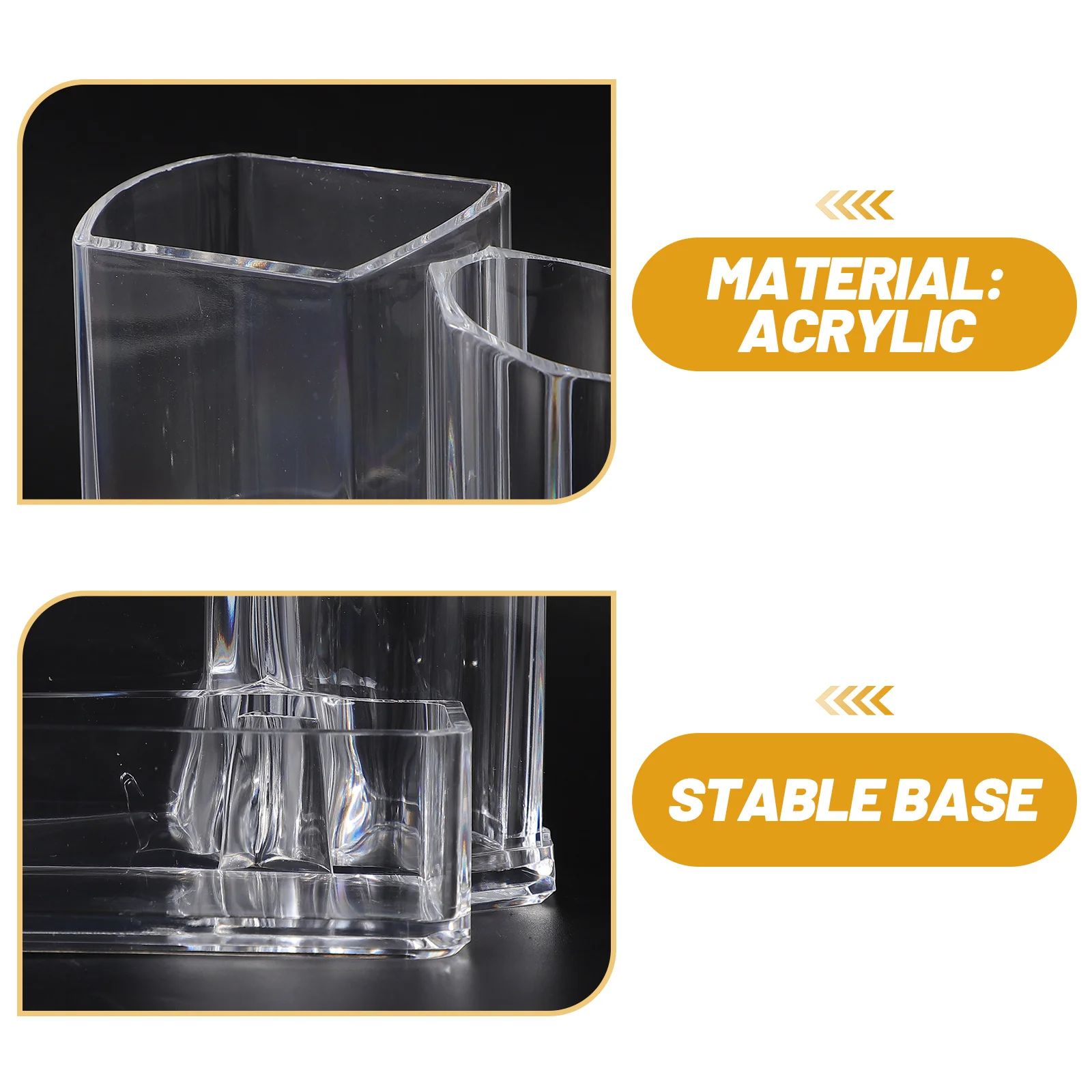 

Acrylic Pen Holder Transparent Desk Organizer Compartment Makeup Brush Container Office Stationery Holder Home Desk Accessory