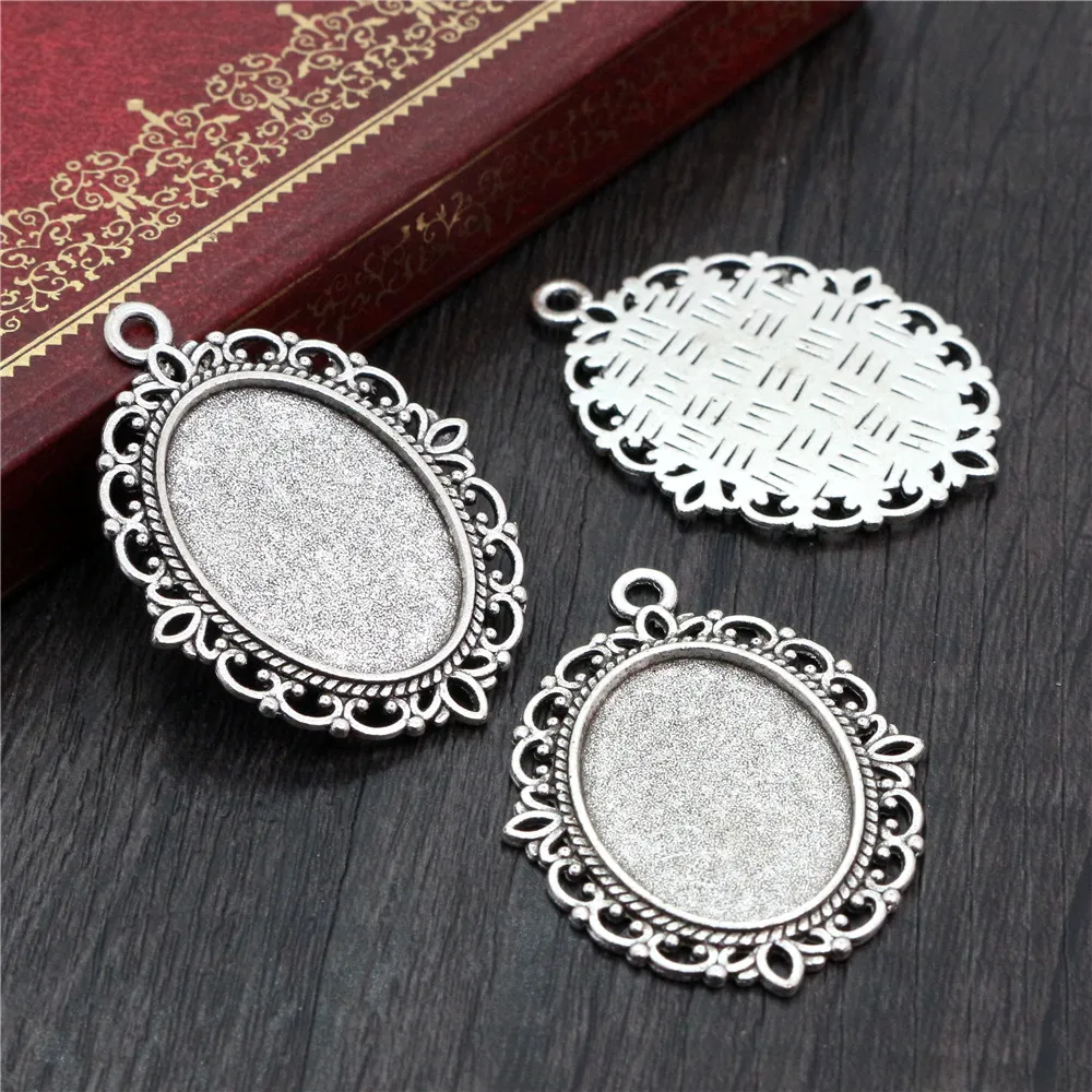 10 sztuk 18x25mm wewnętrzna rozmiar 8 kolory w stylu Vintage styl Cameo Cabochon ustawienia bazy wisiorek naszyjnik ustalenia — zdjęcie 4