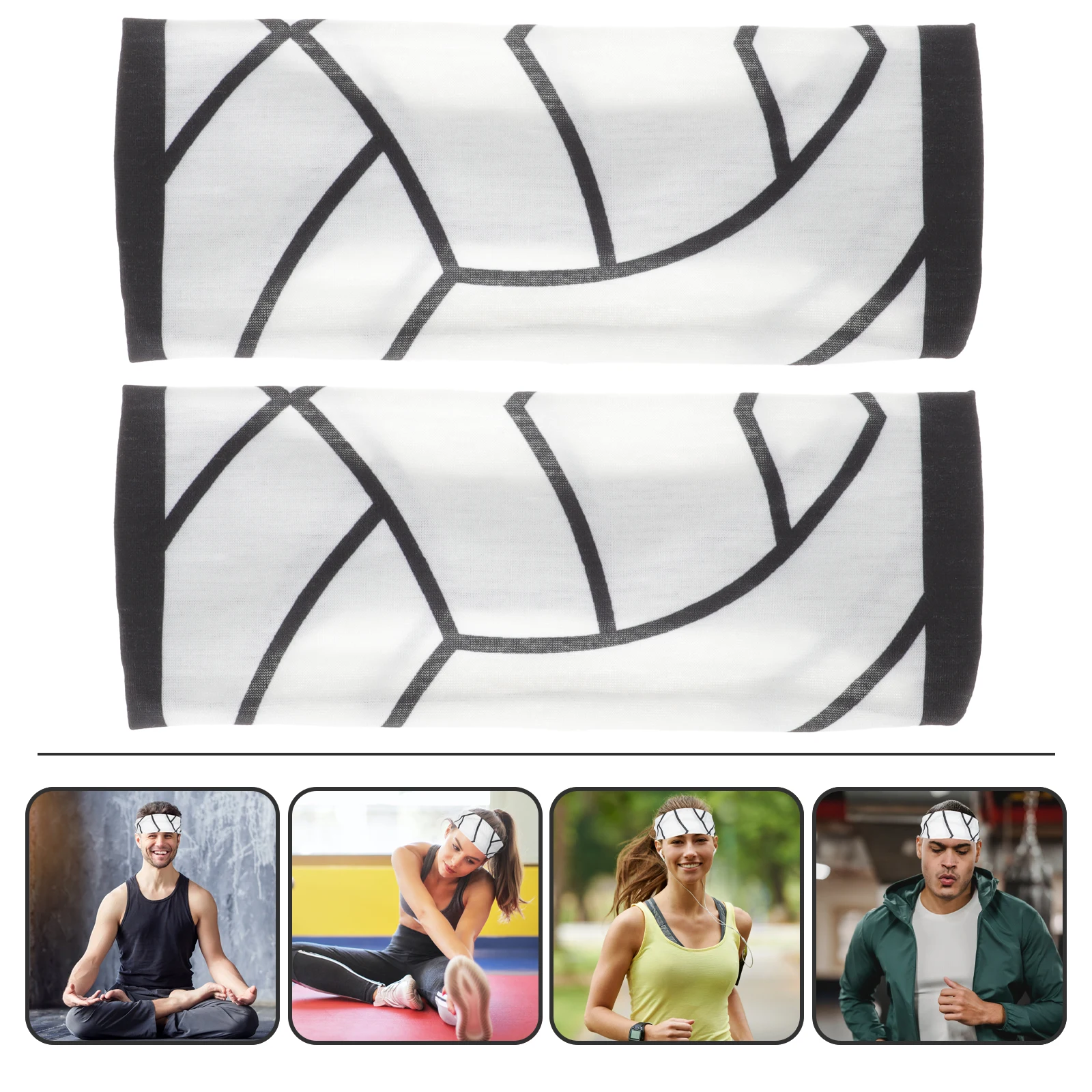 

2pcs Elastic Sweatbands Anti-Slip Breathable Sports Headbands For Fitness Workout Running Yoga Soccer Basketball Training