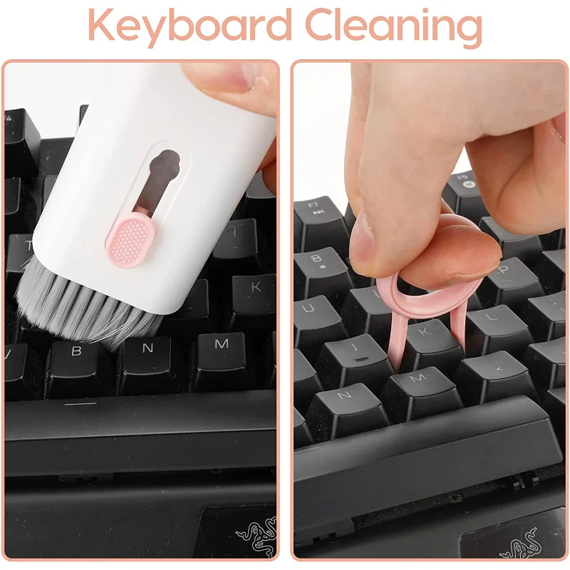 7 In 1 Computer Keyboard Cleaning Brush Kit Cleaning Tool Cleaner Keycap Puller for Airpods Pro Macbook Screen Cleaning Tool Kit