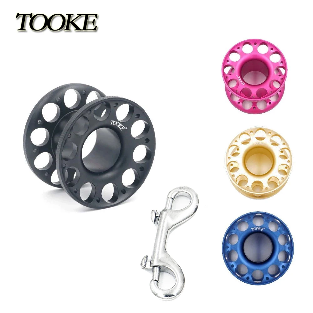 TOOKE Performance Durable Light weight Scuba Diving Aluminum Finger Reel Cave Dive Diving Underwater Tech Guide Line Spool Bolt