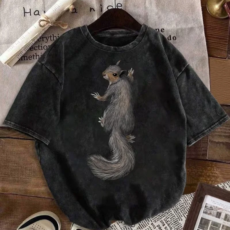 Vintage Washed Tiger Head Print Oversize T Shirt Distressed Animal Graphic Streetwear Tee Casual Loose Fit Hip Hop Y2K Top