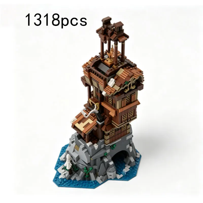 

MOC1318pcs Medieval Castle Small Particle Assembly Building Blocks, Building Lighthouse Scene Model Toy Ornament Expansion
