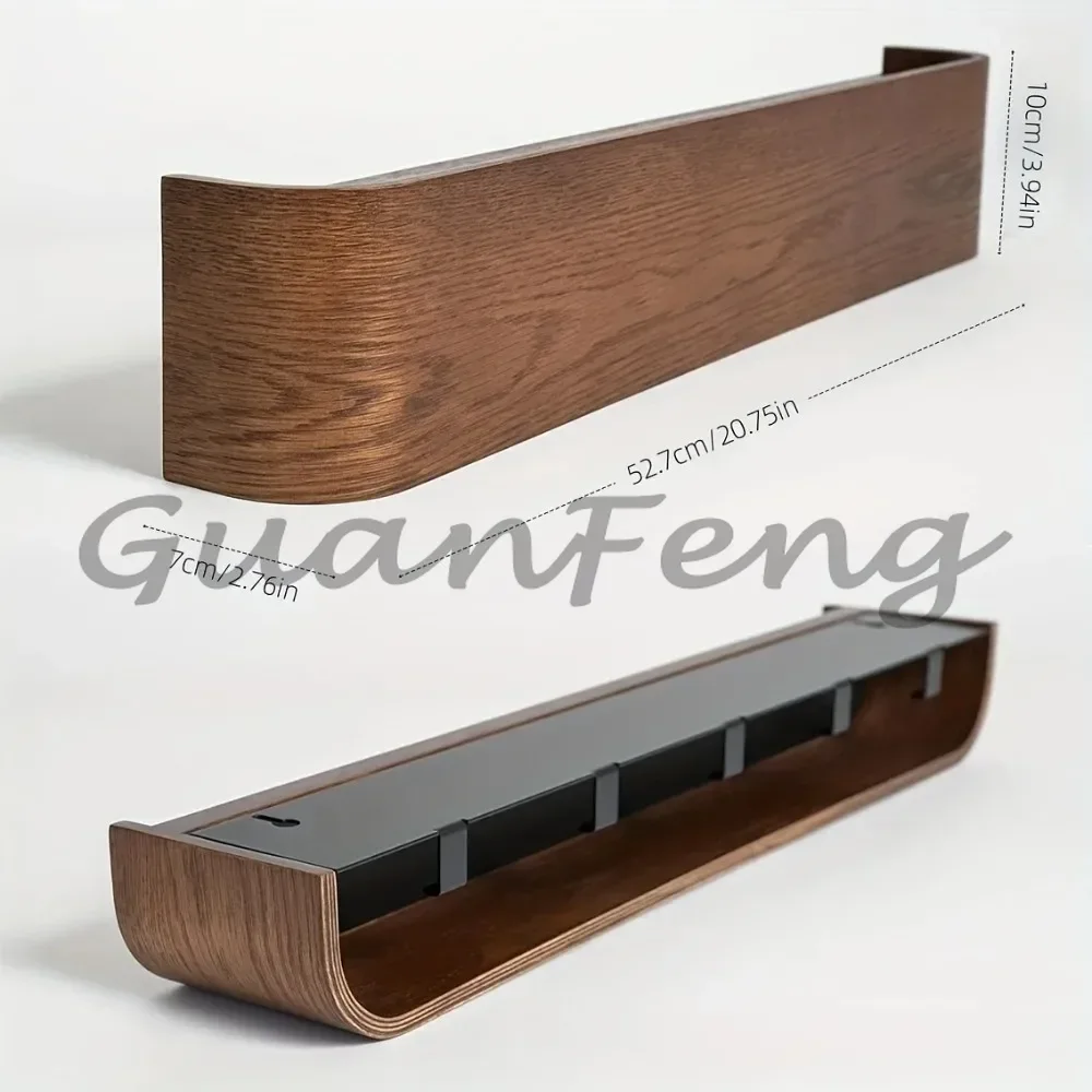 Wall Mounted Coat Rack Modern Solid Wood Iron Hidden Hook With Shelf Space Saving Organizer Easy Install For Entry Hall