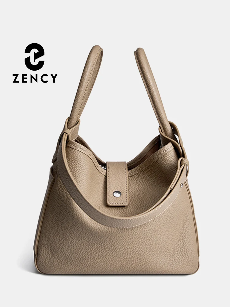 

Zency New Style Women's Simple Bucket Bag Luxury Designer Retro Crossbody Bag Small Genuine Leather Top Handle Bag Purses