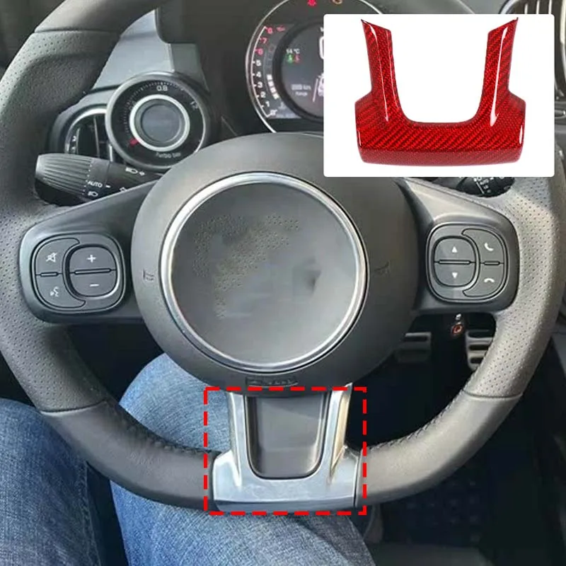 

Настоящее углеродное волокно, базовая рамка рулевого колеса автомобиля, декоративная наклейка, защита для Fiat 500 Abarth 595 2017-2025, автомобильные аксессуары