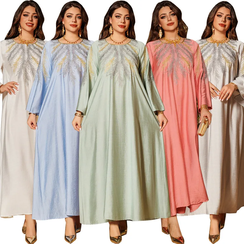 Marrocos abaya feminino muçulmano dubai maxi vestido diamantes bordado abayas kaftan turquia vestido eid ramadan mubarak djellaba jalabiya