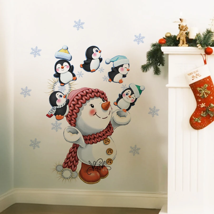 Whimsical Christmas Wall Stickers Easy To Stick For Bedroom Living Room Entrance Hall Home Decoration Wall Decal