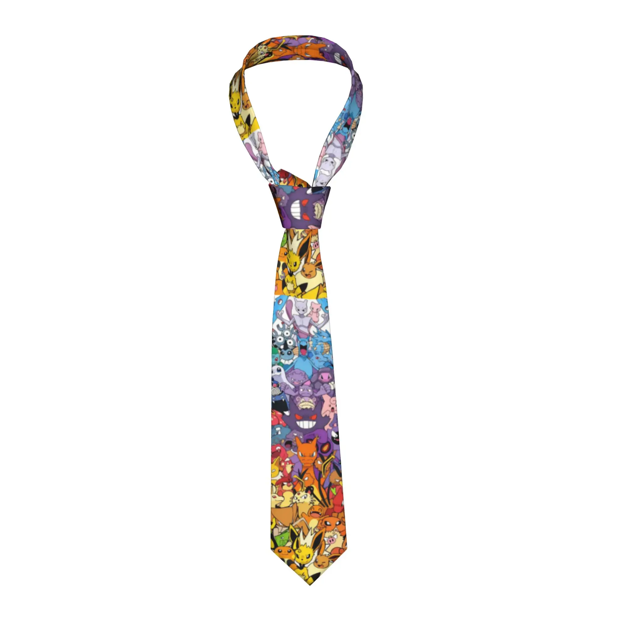 Neckties Poke-Mon Cute Cartoon Men Women Silk 8 cm Narrow Neck Tie  for Mens Shirt Accessories Cravat Wedding Cosplay Props