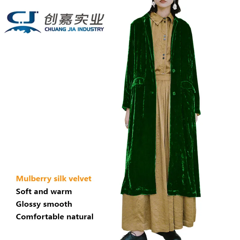 Original Design Women's Mulberry Silk Velvet Casual Suit Jacket Medium Length Niche Thin Solid Color Loose Clothes Good Quality