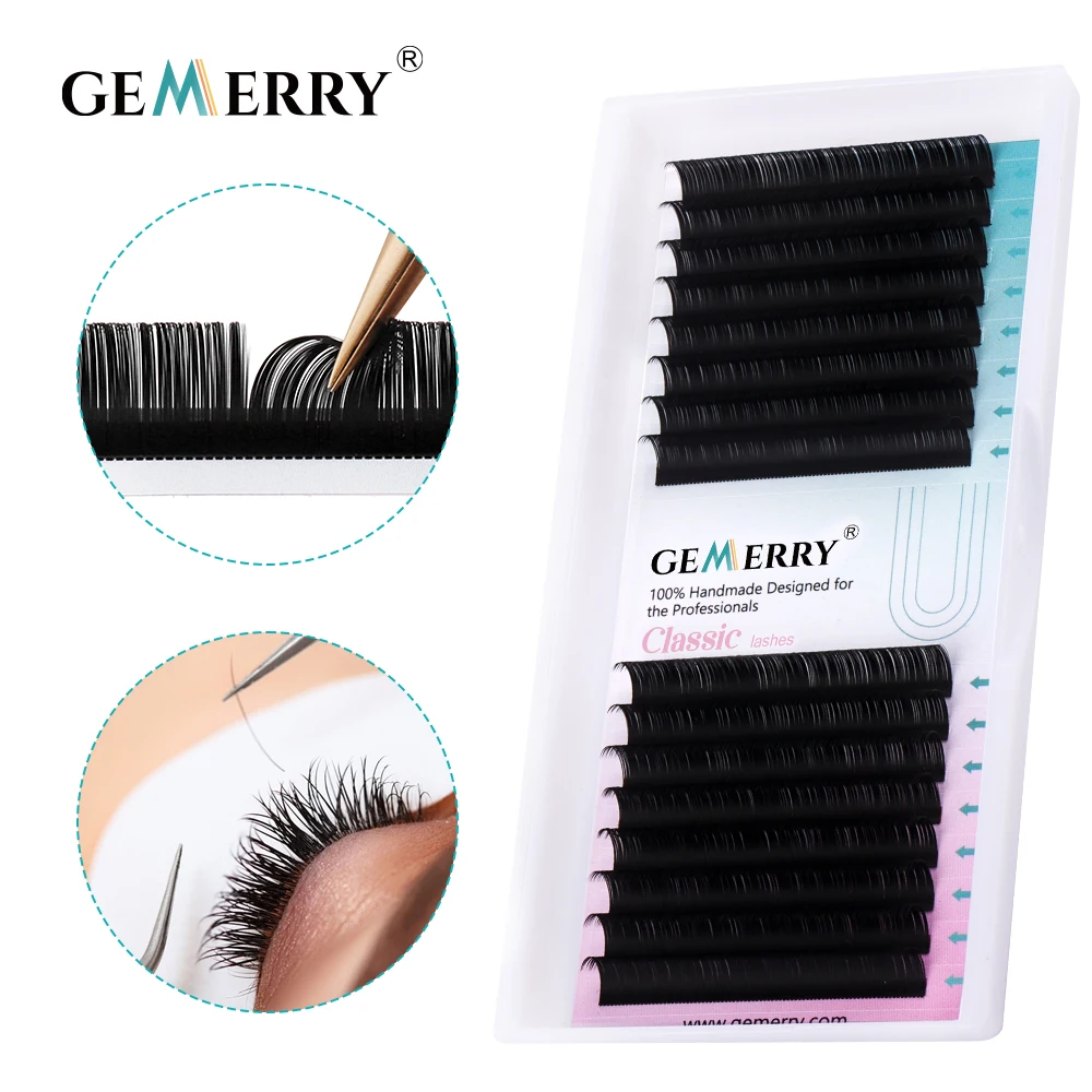 Gemerry 16 Rows Individual Eyelash Extension Faux Mink Eyelashes Artificial Lashes For Makeup Supplies Hand-Made Natural Lash