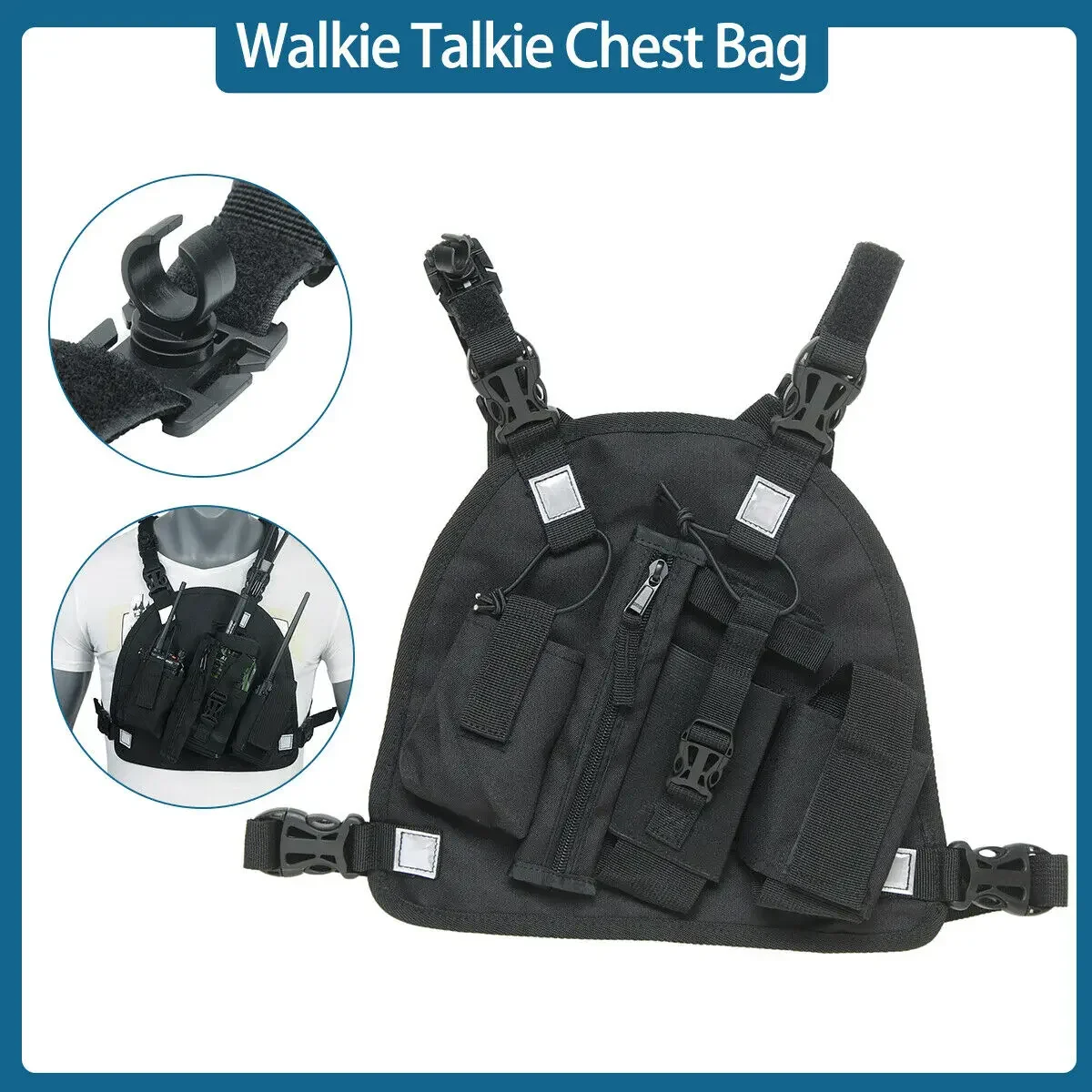 Walkie Talkie Chest Pocket Bags Pack, Harness Backpack Holster Walkie Talkie Carry Case for All radios PT09