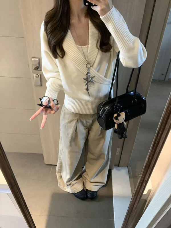 

Slim Fit V-Ne Knitwear Ele Gentle Sle Beautiful Unique Winter Faion Women's Casual Long Sve Turtlene Sweater