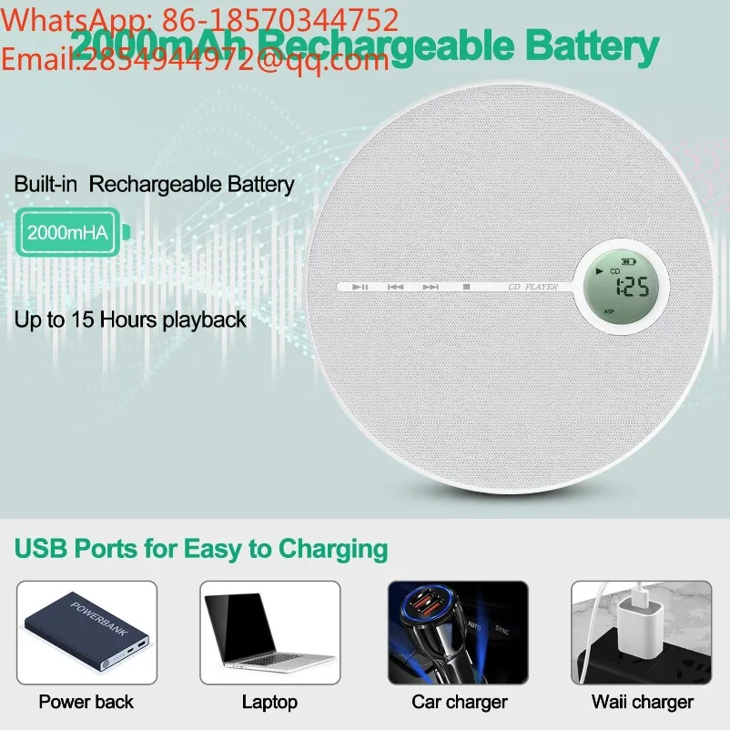 CD Player Portable Bluetooth CD Player Music Player MP3 Album Walkman