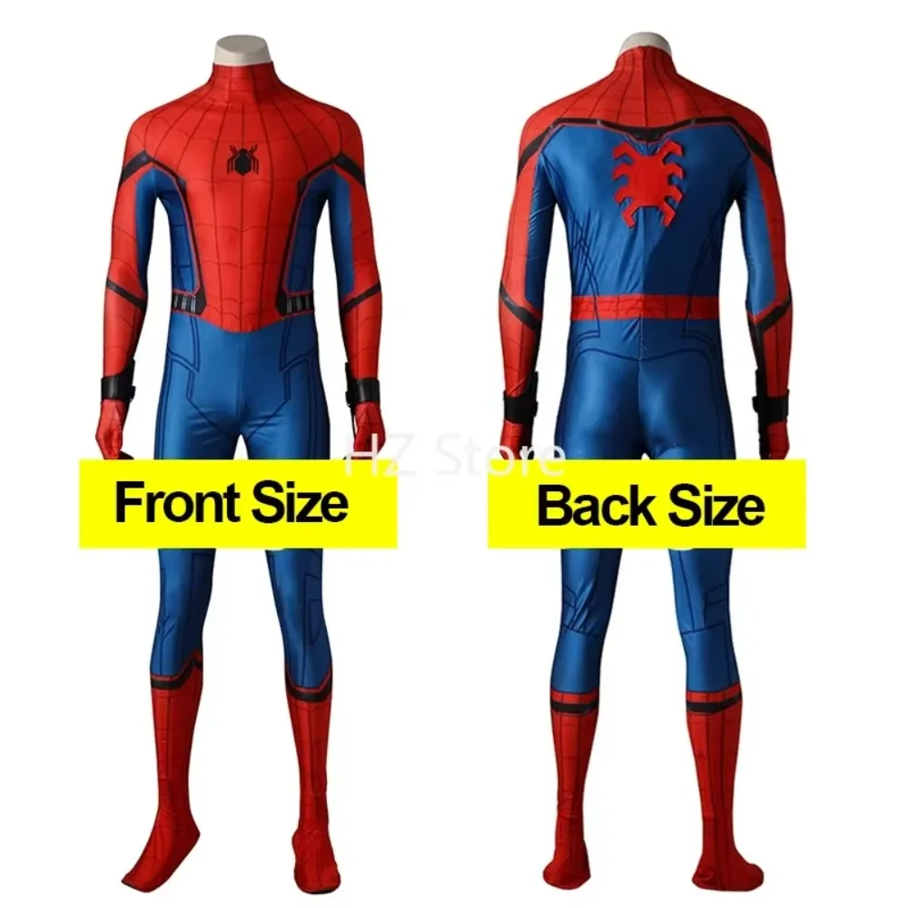 Marvel Spider-Man Homecoming  Zentai Jumpsuit with Mask Bodysuit Halloween Cos Suit for Birthday Gift J3579