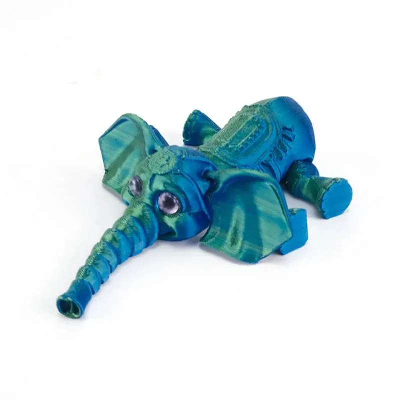 3D Printing Articulated Cartoon Elephant Figurine, Movable Limb Model Creative Decoration