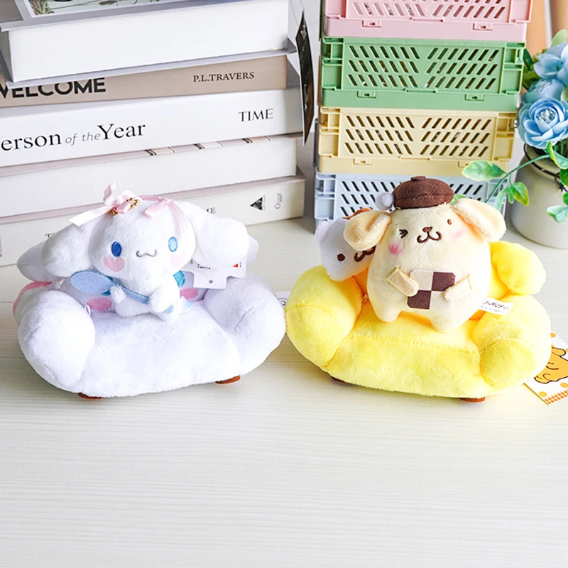 Mini Kuromi Cinnamoroll Doll Sofa Kawaii Stitch Kitty Melody Pompom Purin Stuffed Toys Desktop Decoration Plush Toys Cute Gift