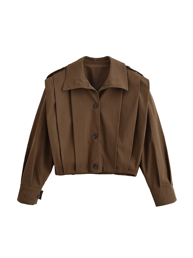 

European and American style autumn new fashion trend temperament women's loose versatile commuting pleated strap jacket