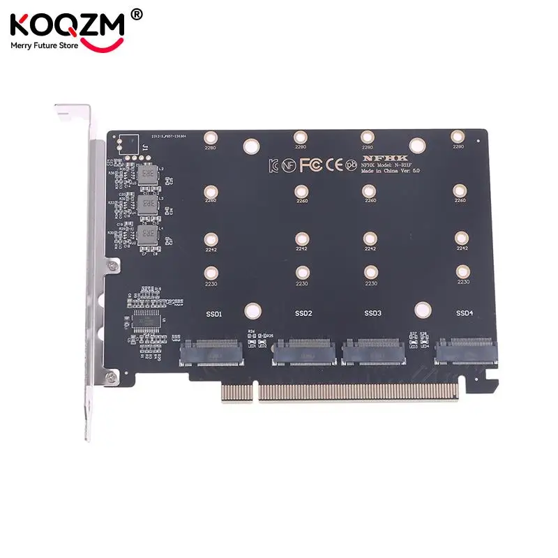 

4 Port M.2 NVMe NGFF SSD to PCIe 4.0 5.0 x16 Split Extended Add On Cards Adapter Card Hard Drive Converter Reader Expansion Card