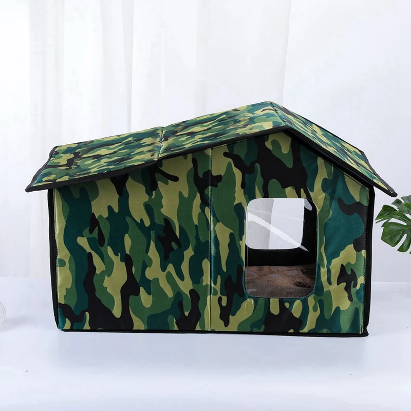 Pet Shelter Foldable Warm Cat House For Outdoor Cats Cat Bed Cats Dogs Shelter Weatherproof Cat Cave Keep Warm