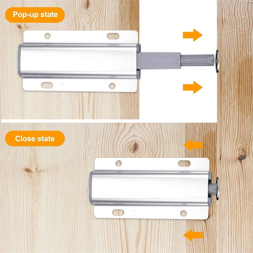 2Pcs Aluminum Alloy Push to Open Cabinet Door Latch, Magnetic Drawer Pop Up Device for Kitchen Cabinet & Wardrobe