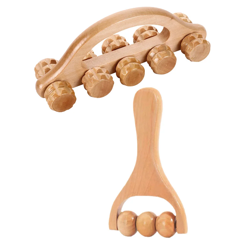 

2 Pcs Wooden Massager Back Roller Body Face Muscle Reflexology Walker Calf for Muscles Stick Legs Arch Bridge