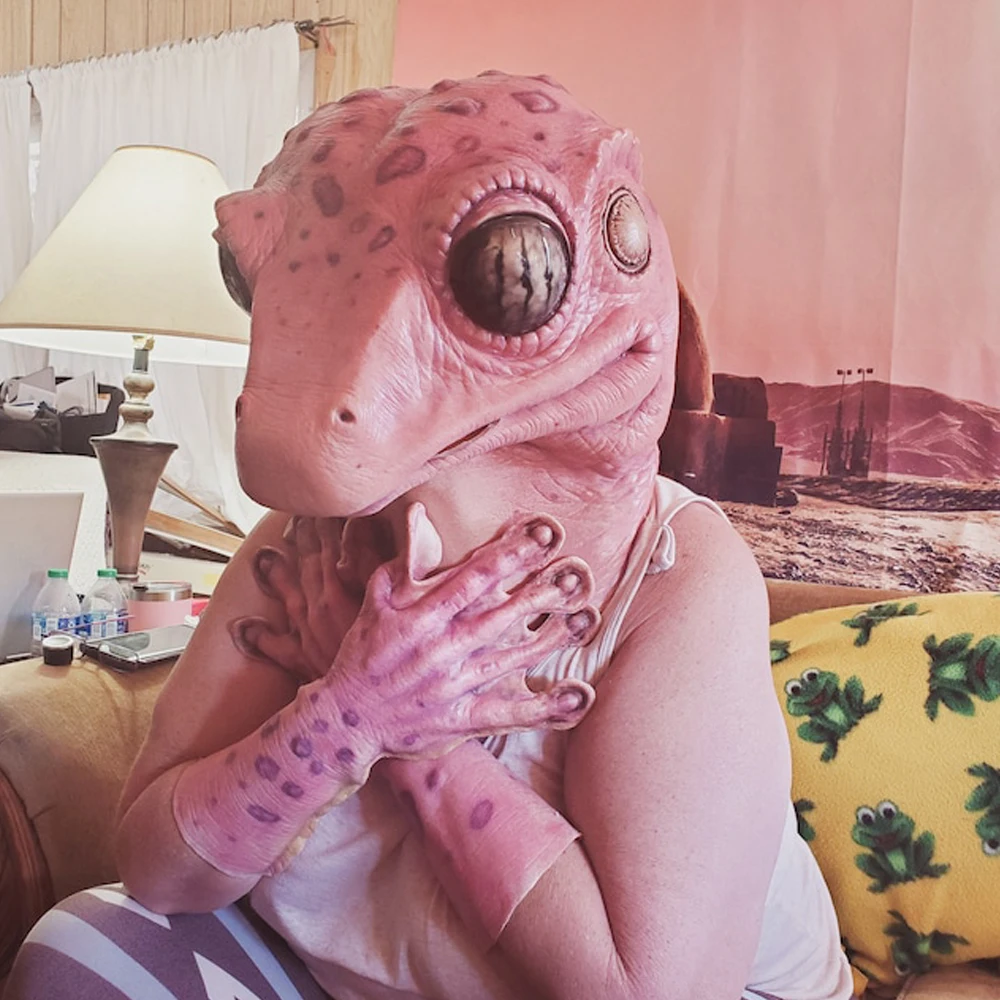Funny Animal Frog lizard Latex Mask Gloves Cosplay Reptile Alien Latex Helmet Halloween Carnival Party Costume Props Gifts