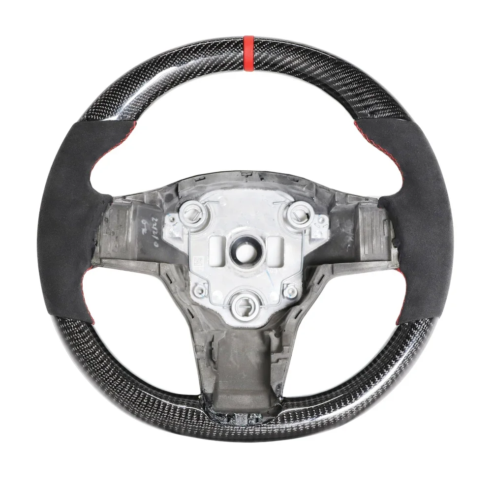 Car Steering Wheel For Tesla Model Y 2020-2023 Carbon Fiber Genuine Without Heating Modification Interior Decorative Accessory