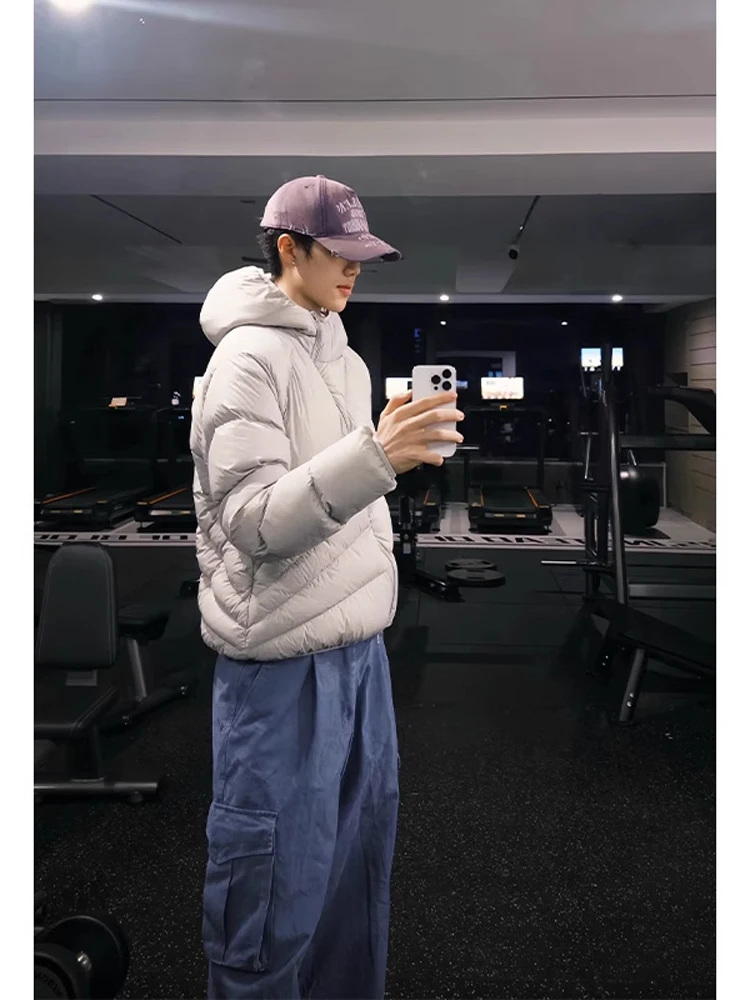 

Легкое теплое хлопковое пальто Du down Jaet 600FP White Du Feather с капюшоном на молнии, повседневное облегающее однотонное пальто